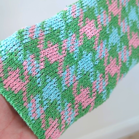 ZARA Houndstooth Knit Crop Cardigan & Skirt Set 2 pc S pink green mini skirt NEW - Picture 6 of 16